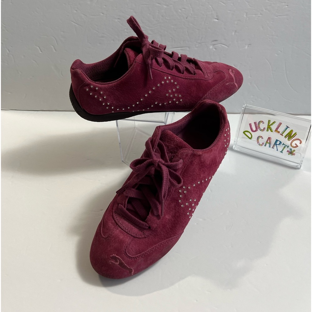 GUC Puma Speed Cat Big Diamond Violet Suede with Rhinestone  SZ-7.5
